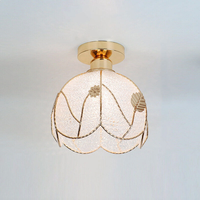 European Light Luxury Glass Gold 1-Light Semi-Flush Mount Deckenleuchte