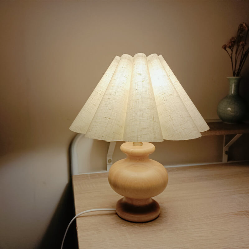 Japanese Minimalist Half-circle Log Cloth 1-Light Table Lamp