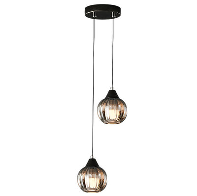 Italian Minimalist Glass Round Metal 1/2 Light Chandelier