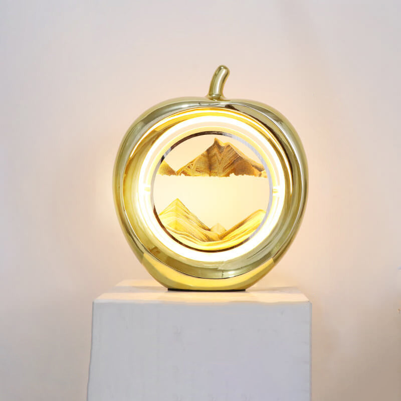Lampe de table LED ambiante décorative avec peinture de sable mouvant Creative Apple 