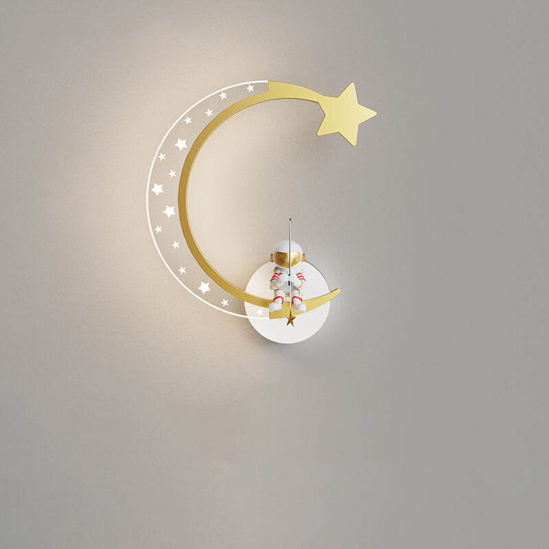 Creative Cartoon Astronaut Star Moon Kids LED Wall Sconce Lamp