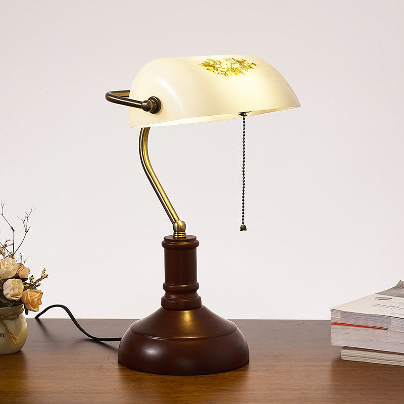 Lámpara de mesa de 1 luz con banco de cristal y madera maciza vintage tradicional con cremallera para dormitorio 