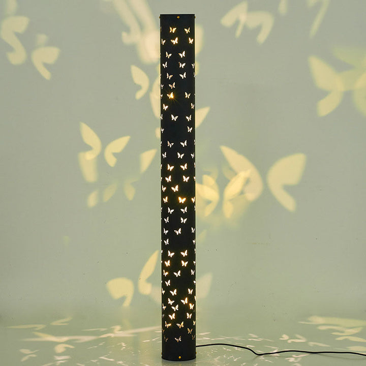 Lámpara de pie LED de cilindro mariposa creativa contemporánea de hierro y aluminio para sala de estar 
