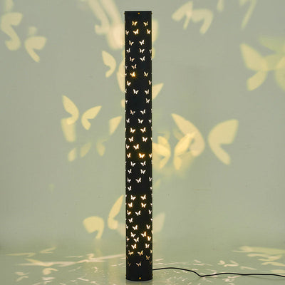 Contemporary Creative Cylinder Butterfly Iron Aluminum LED Standing Floor Lamp For Living Room