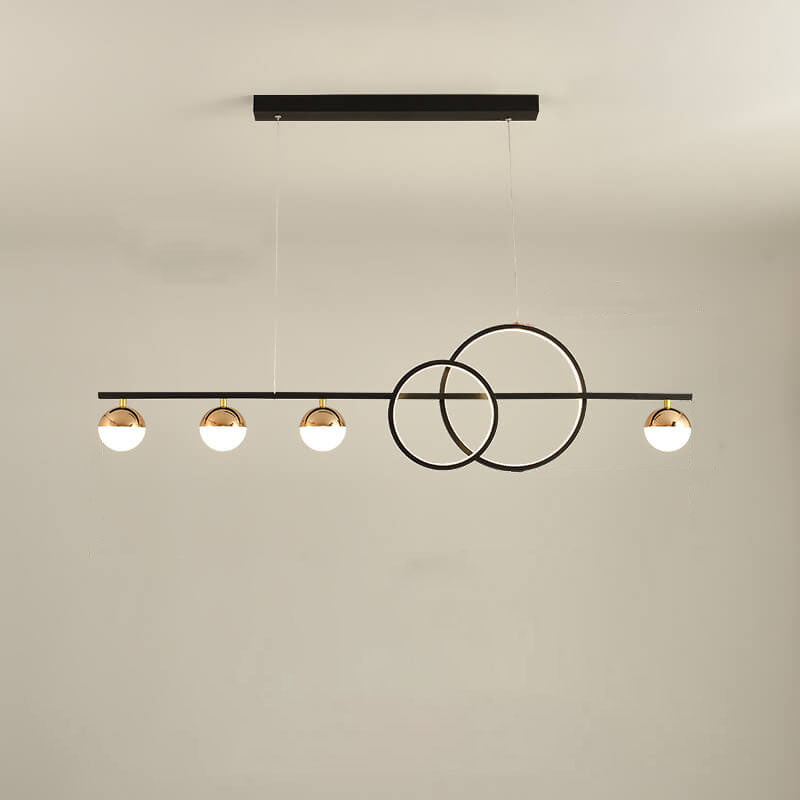 Modern Luxury Long Strip Round Globe Design LED Island Light Chandelier