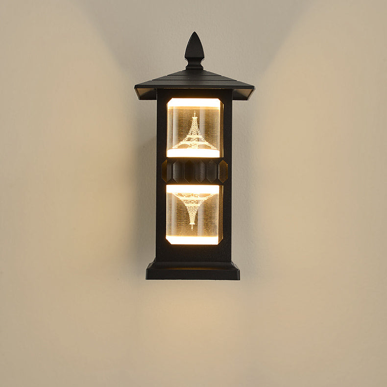 Traditional Chinese Zinc Alloy House Pagoda LED Waterproof Wall Sconce Lamp For Outdoor Patio