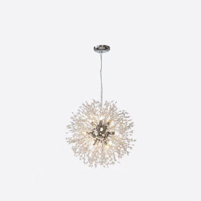 Contemporary Scandinavian Dandelion Hardware Crystal 8/9/12/16 Light Chandelier For Bedroom