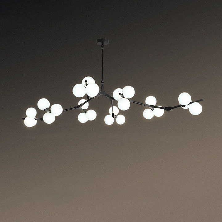 Moderner minimalistischer Magic Bean Zweig-Kronleuchter aus Glas und Metall mit 12/18/24 Flammen für Wohnzimmer &amp; Schlafzimmer 