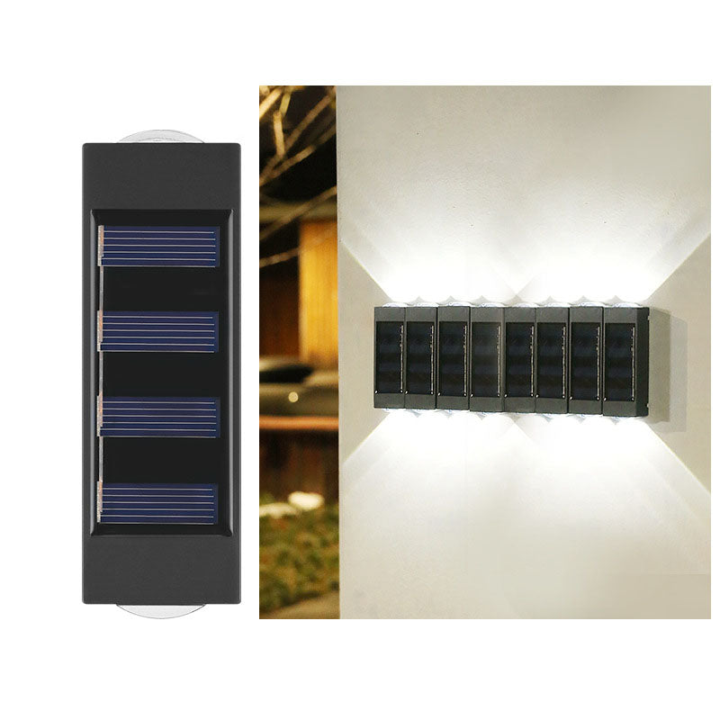 Aplique de pared LED solar exterior impermeable de tira larga de ABS y PC de estilo minimalista moderno para exterior 