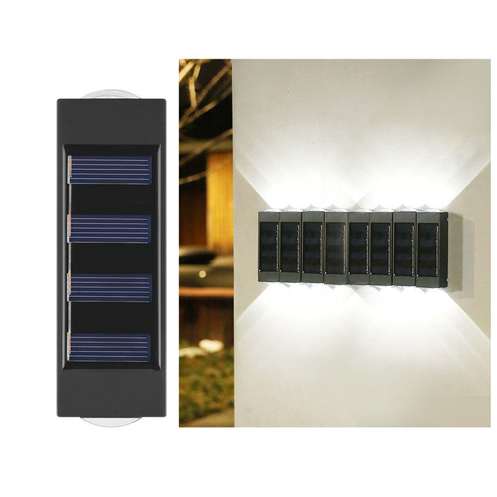 Aplique de pared LED solar exterior impermeable de tira larga de ABS y PC de estilo minimalista moderno para exterior 