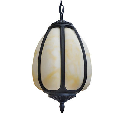 Modern Imitation Jade Shade Pumpkin 1-Light Outdoor Pendant Light