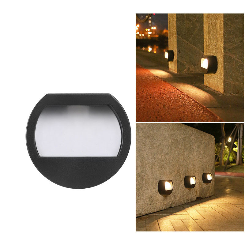 Modern Minimalist Round Square LED Outdoor Solar Waterproof Patio Step Light For Outdoor Patio