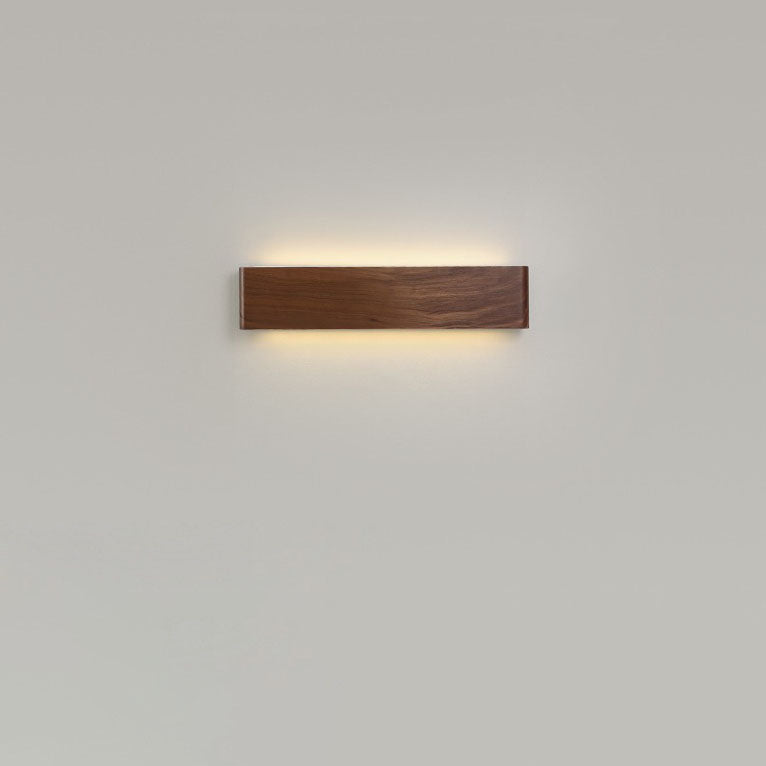 Minimalist Chinese Walnut Rectangular LED Wall Sconce Lamp