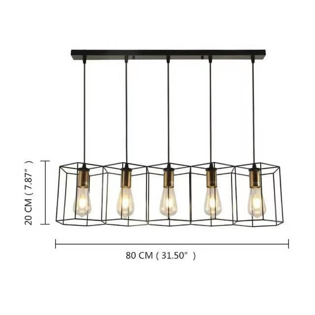 Modern Mid-Century Geometric Polygonal Iron Frame 3/5-Light Island Light Chandelier For Living Room