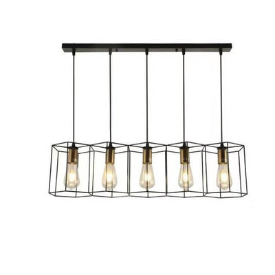 Lustre moderne de style mi-siècle avec cadre en fer polygonal géométrique à 3/5 lumières pour salon 