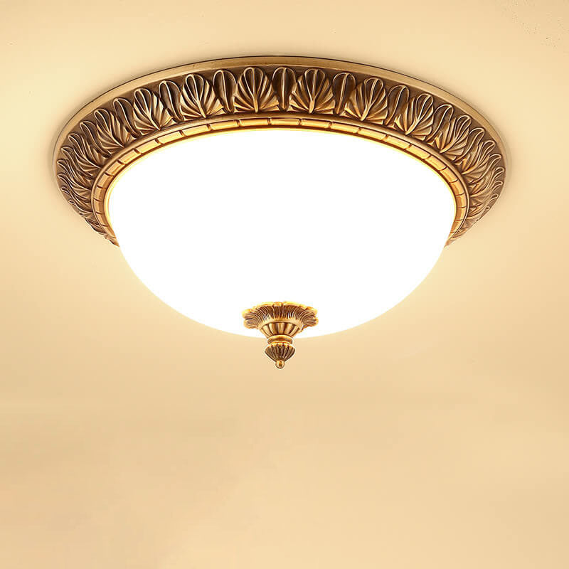 Plafonnier circulaire moderne imitation marbre tout en cuivre à 1 lumière 