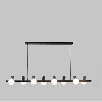 Contemporary Retro Hardware Linear Frame Glass Shade 6/8/10-Light Island Light Chandelier For Dining Room