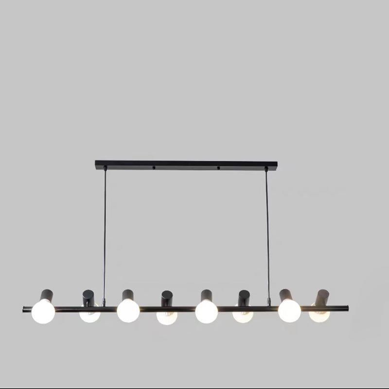 Contemporary Retro Hardware Linear Frame Glass Shade 6/8/10-Light Island Light Chandelier For Dining Room