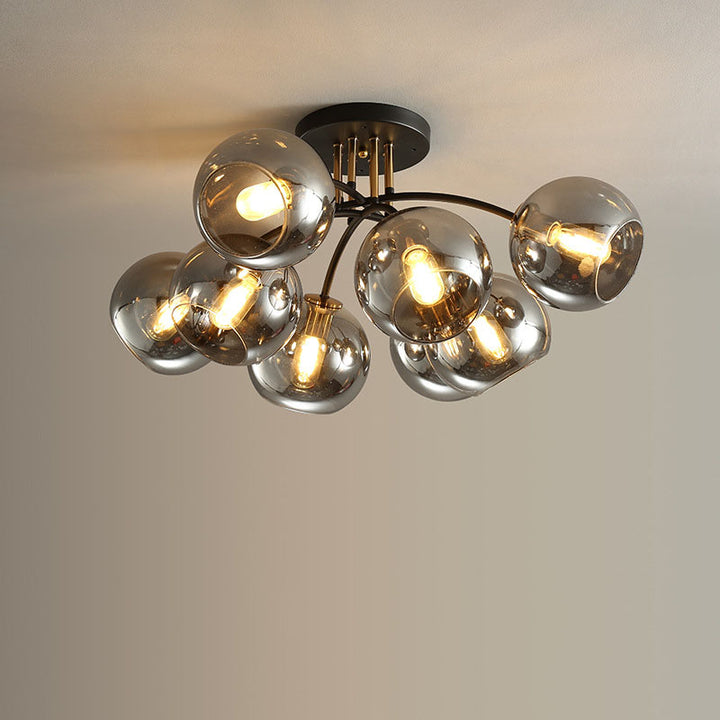 Plafonnier semi-encastré moderne en verre de luxe léger avec haricot magique rond 4/6/8 lumières 