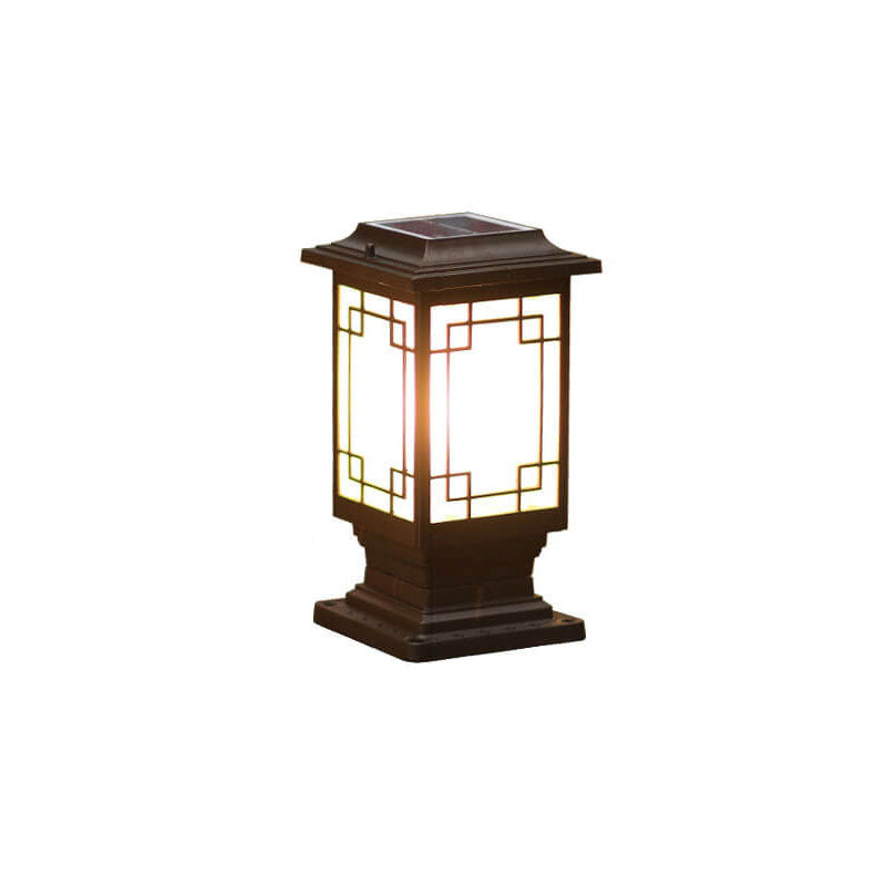 Solar Chinesisches Fenster Quadrat Post Head 1-Licht Wasserdichte Garten Landschaft Licht 