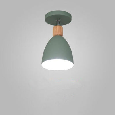 Minimalistische Macaron Solid Color Iron Wood 1-Light Semi-Flush Mount Light