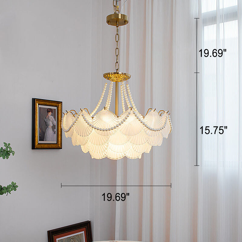 French Light Luxury Petal 3/6/9-Light Inselleuchter aus Glas 