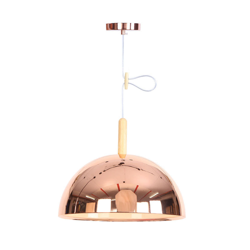 Nordic Simple Iron Dome Wood 1-Light Pendelleuchte