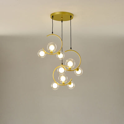 Scandinavian Minimalist Round Ball Glass 1/3-Light Island Light Chandelier