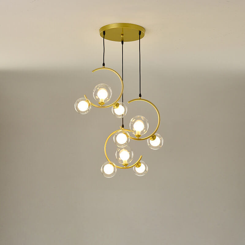 Scandinavian Minimalist Round Ball Glass 1/3-Light Island Light Chandelier