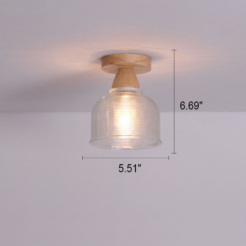 Japanese Minimalist Log Glass 1-Light Semi-Flush Mount Light