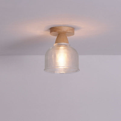 Japanese Minimalist Log Glass 1-Light Semi-Flush Mount Light