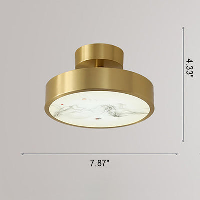 Modern Light Luxury Retro Full Copper Cloud Glass LED Flush Mount Lighting