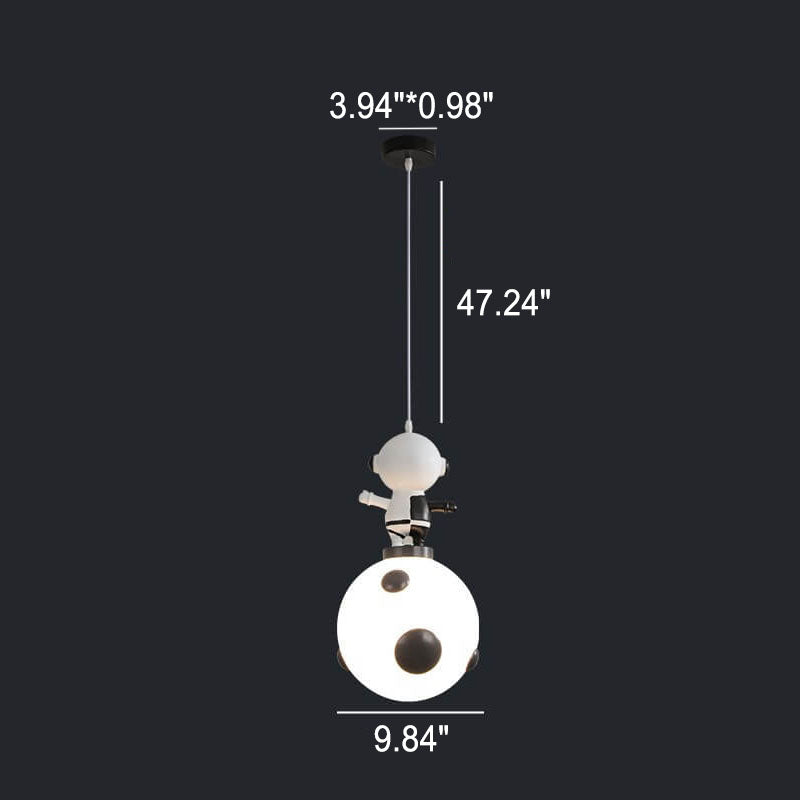 Nordic Cartoon Resin Rocket Snowman 1-Light Kids Pendant Light