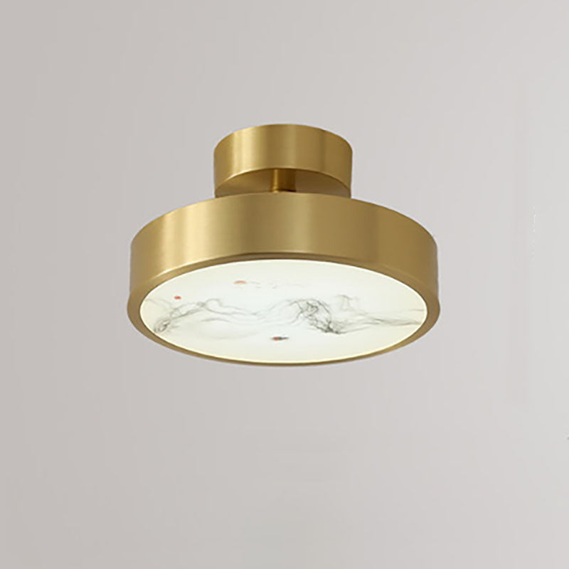 Modern Light Luxury Retro Full Copper Cloud Glass LED Flush Mount Lighting