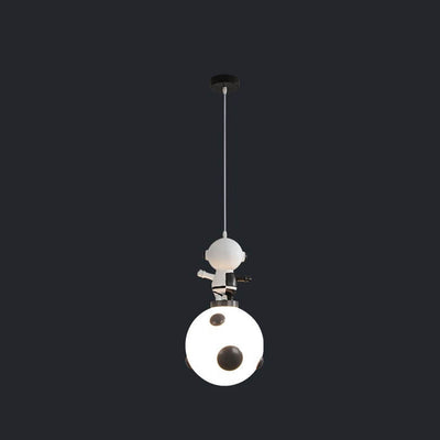 Nordic Cartoon Resin Rocket Snowman 1-Light Kids Pendant Light