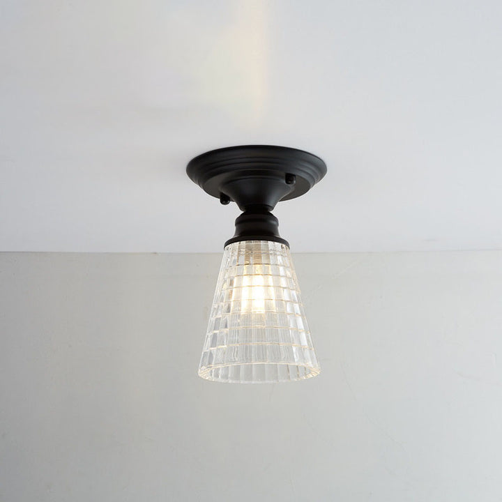 Contemporary Nordic Iron Glass Floral Round Geometry 1-Light Semi-Flush Mount Ceiling Light For Living Room &amp; Bedroom