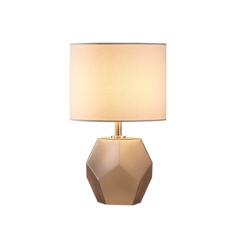 Nordic Drum Fabric Rhombus Ball Base 1-Light Table Lamp