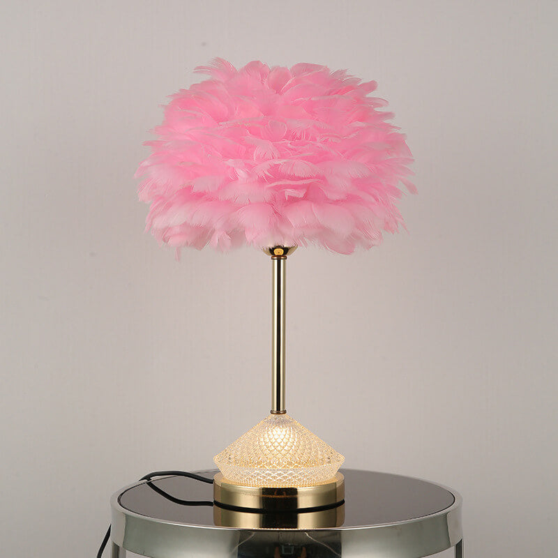 Modern Simple Feather Shade Diamond Acrylic Decorative 1-Light Table Lamp