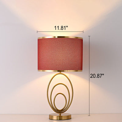 Lampe de table moderne minimaliste en tissu imitation cuivre à 1 lumière 