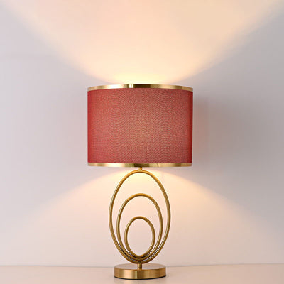 Lampe de table moderne minimaliste en tissu imitation cuivre à 1 lumière 