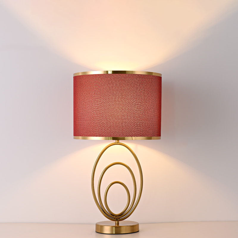 Lampe de table moderne minimaliste en tissu imitation cuivre à 1 lumière 