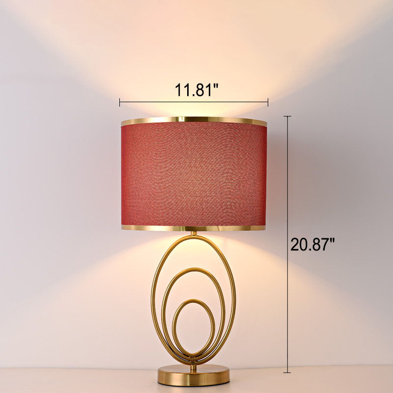 Lampe de table moderne minimaliste en tissu imitation cuivre à 1 lumière 
