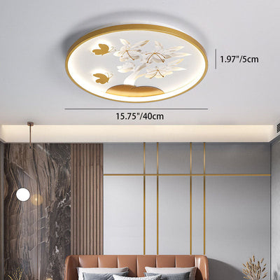 Modern Minimalist Round Butterfly Iron Aluminum Acrylic LED Flush Mount Ceiling Light for Living Room