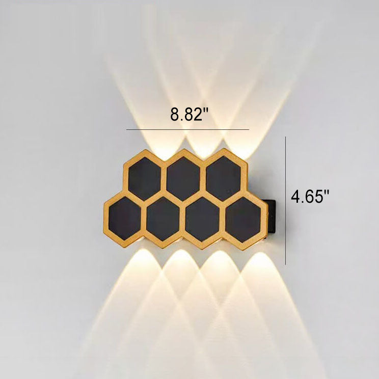 Outdoor Simple Hexagonal Combination Black Gold LED Wall Sconce Lamp