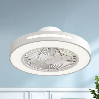 Modern Minimalist Solid Color Iron Copper LED Flush Mount Ceiling Fan Light