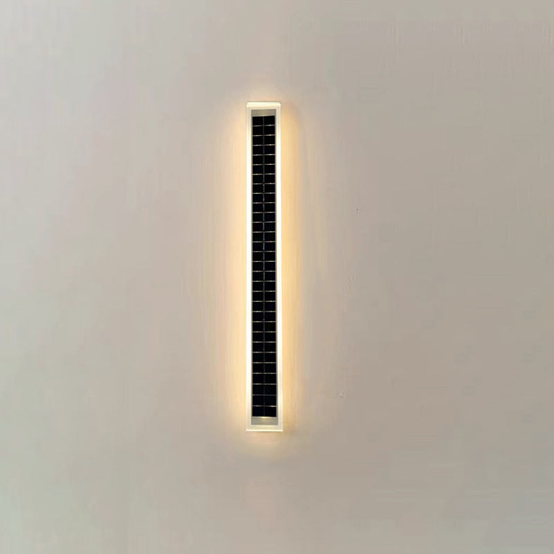 Minimalist Outdoor Solar Rectangular Strip Waterproof Patio LED Wall Sconce Lamp