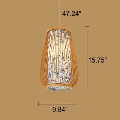 Modern Chinese Bamboo Weaving Gourd 1-Light Pendant Light