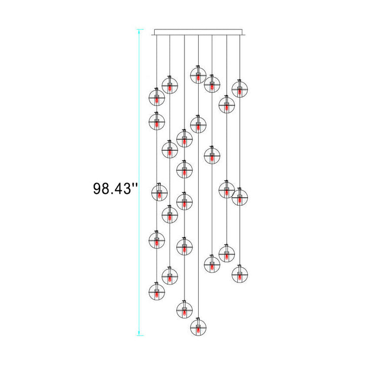 Modern Luxury Staircase Crystal Orb Ball Shade LED Loft Chandelier