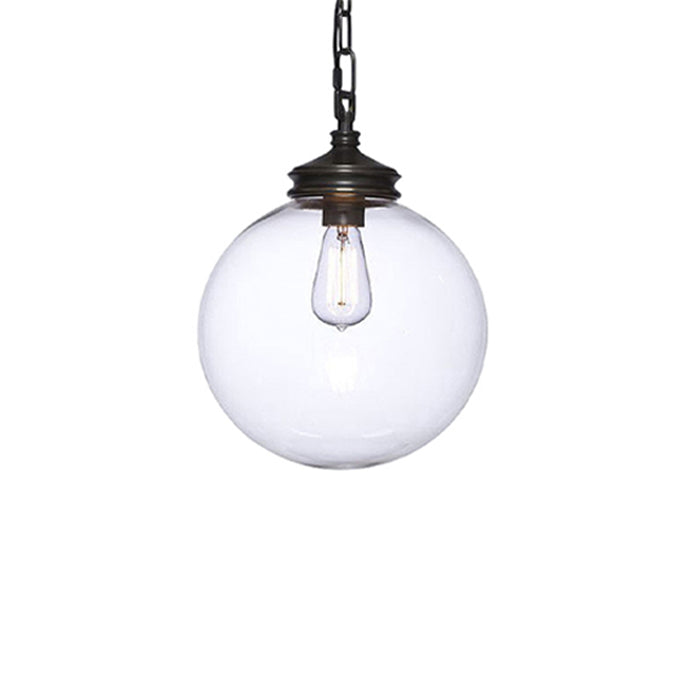 Contemporary Industria Clear Glass Iron Orb 1-Light Pendant Light For Living Room