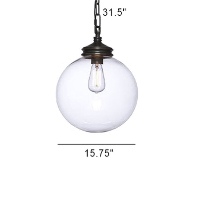 Vintage Minimalist Clear Glass Orb 1-Light Pendant Light